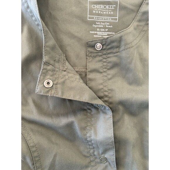 Cherokee Workwear Scrubs Snap Front Jacket Olive Green Size Small Nurse Medical - Picture 5 of 7